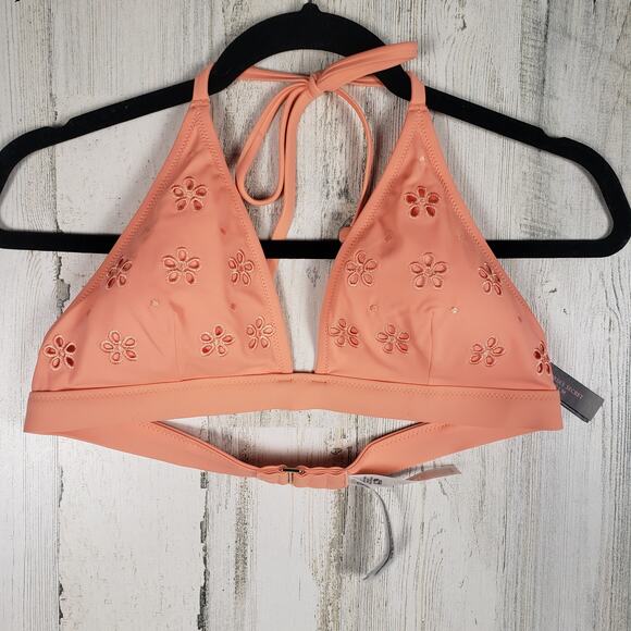 NWT Victoria's Secret Lip Smacker Coral Essential Halter Bikini Top Size Large - Picture 1 of 15